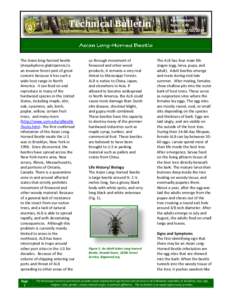 Technical Bulletin  The Asian long-horned beetle (Anoplophora glabripennis) is an invasive forest pest of great concern because it has such a