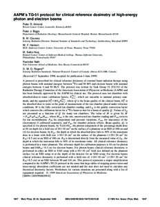 AAPM’s TG-51 protocol for clinical reference dosimetry of high-energy photon and electron beams Peter R. Almond Brown Cancer Center, Louisville, Kentucky[removed]Peter J. Biggs