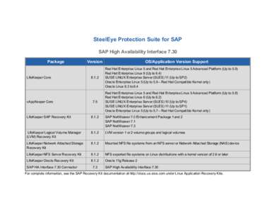SteelEye Protection Suite for SAP SAP High Availability Interface 7.30 Package LifeKeeper Core