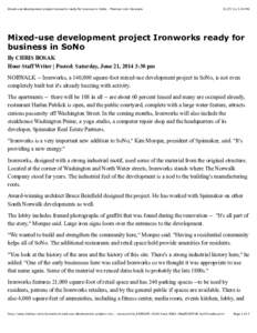 Mixed-use development project Ironworks ready for business in SoNo - Thehour.com: Business, 3:24 PM Mixed-use development project Ironworks ready for business in SoNo