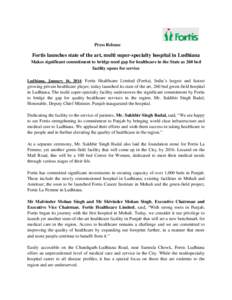 Fortis Healthcare / Mohali / Max Healthcare