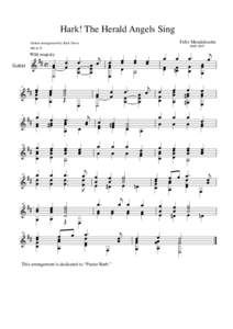 Hark! The Herald Angels Sing Felix Mendelssohn Guitar arrangement by Rick Davis 6th to D