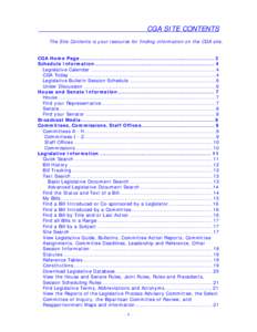 CGA SITE CONTENTS The Site Contents is your resource for finding information on the CGA site. CGA Home Page................................................................................. 3 Schedule Information ........