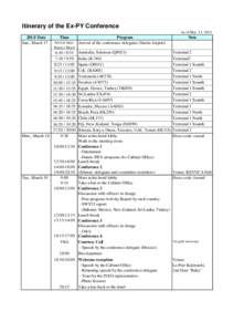 Itinerary of the Ex-PY Conference As of Mar. 13, Date Sun., March 17