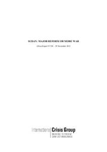 South Sudan–Sudan relations / South Kordofan / North Africa / Beja Congress / Comprehensive Peace Agreement / National Democratic Alliance / National Congress / Abyei / Omar al-Bashir / Sudan / Africa / Second Sudanese Civil War