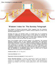 Clear thinking in a complex world  Wisdom Index for The Sunday Telegraph