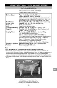 DEPARTMENT #46 – YOUTH MARKET STEERS YOUTH MARKET STEERS Total Sponsored Cash Awards – $2,Judge: Graham Blagg, De Soto, KS