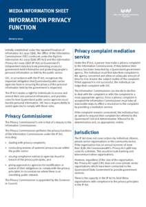 Privacy media information sheet