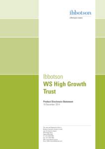 Ibbotson WS High Growth Trust Product Disclosure Statement 10 December 2014