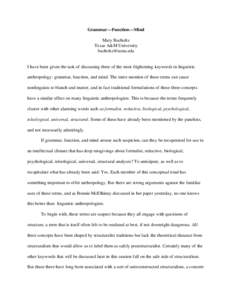 Knowledge / Linguistics / Cognitive science / Structuralism / Linguistic turn / Michael Silverstein / Culture / Cognition / Language / Science / Anthropology / Ethology