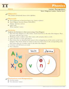 Phonics Letter Recognition P.010  Venn Diagram Letter Name Sort