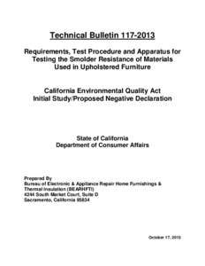 Bureau of Electronic & Appliance Repair Home Furnishings & Thermal Insulation - Updated Negative Declaration and Initial Study Evaluating the Adoption of Technical Bulletin[removed]