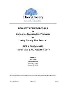 REQUEST FOR PROPOSALS for Uniforms, Accessories, Footwear for Horry County Fire Rescue