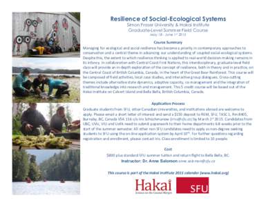 Simon Fraser University / Hakai Beach Institute / Resilience / University of Victoria / Psychological resilience