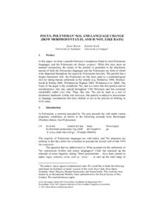 Languages of Oceania / Tongan language / Tongic languages / Word order / Cook Islands Māori / Māori language / Focus / Samoan language / Vaeakau-Taumako / Polynesia / Polynesian languages / Oceanic languages