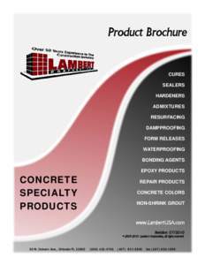 Product Brochure  CURES SEALERS HARDENERS ADMIXTURES