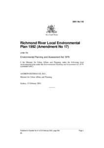 2001 No 145  New South Wales Richmond River Local Environmental Plan[removed]Amendment No 17)