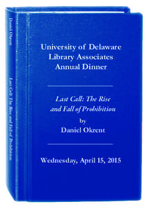 Daniel Okrent  University of Delaware Library Associates Annual Dinner