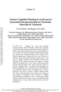 Chapter 16  Downloaded by Jason Mathew Ornstein on September 5, 2014 | http://pubs.acs.org Publication Date (Web): September 4, 2014 | doi: bkch016  Venture Capitalist Planning Is Irrelevant to