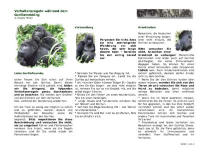 Verhaltensregeln während dem Gorillatrekking © Angela Meder Vorbereitung