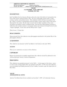 ARIZONA HISTORICAL SOCIETY 949 East Second Street Tucson, AZ[removed]Library and Archives[removed]Fax: ([removed]removed]