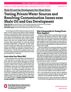 Testing Private Water Sources and Resolving Contamination Issues near Shale Oil and Gas Development