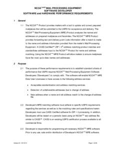 Multiline Optical Character Reader / Requirement / Application software / Software / Coding Accuracy Support System / Technology / Humanities / Postal system / Communications in the United States / United States Postal Service