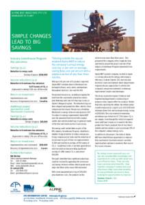 ALPINE MDF INDUSTRIES PTY LTD WANGARATTA PLANT SIMPLE CHANGES LEAD TO BIG SAVINGS