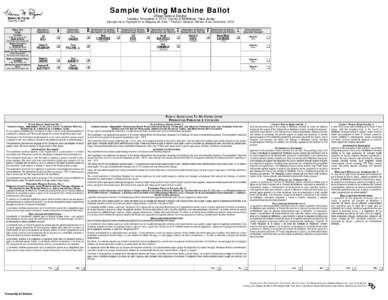 Sample Voting Machine Ballot Official General Election Tuesday, November 4, 2014, County of Middlesex, New Jersey Elaine M. Flynn County Clerk