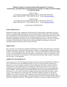 08: Plankton Analysis by Automated Submersible Imaging Flow Cytometry: Transforming a Specialized Research Instrument into a Broadly Accessible Tool and Extending its Target Size Range