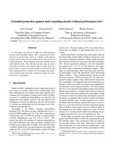 Extended protection against stack smashing attacks without performance loss1 Yves Younana Davide Pozzab  Frank Piessensa