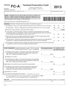 2013 I025a Wisconsin Schedule FC-A, Farmland Preservation Credit (fillable)