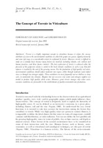 Journal of Wine Research, 2006, Vol. 17, No. 1, pp. 1– 10 The Concept of Terroir in Viticulture  CORNELIS VAN LEEUWEN and GERARD SEGUIN