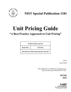 NIST SP[removed]Unit Pricing Guide, 