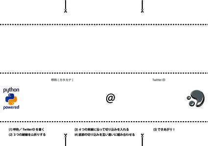 呼称 ( カタカナ )  Twitter ID @ (1) 呼称／ TwitterID を書く