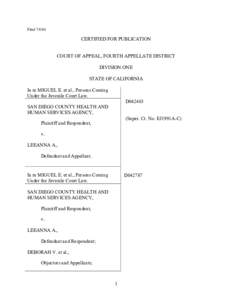 Filed[removed]CERTIFIED FOR PUBLICATION COURT OF APPEAL, FOURTH APPELLATE DISTRICT DIVISION ONE STATE OF CALIFORNIA