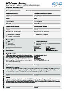 OPC Compact Training Dates: IIIIRegistration (please complete in print)