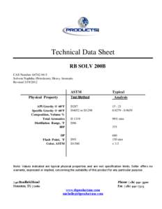 Technical Data Sheet RB SOLV 200B CAS Number: [removed]Solvent Naphtha (Petroleum), Heavy Aromatic Revised[removed]