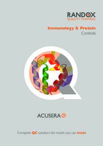 QUALITY CONTROL  Immunology & Protein Controls  Complete QC solutions for results you can trust