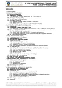 A RISK BASED APPROACH TO COMPLIANT TASK AND ACTIVITY PLANNING CONTENTS 1 INTRODUCTION 2 LEGISLATIVE COMPLIANCE 2.1 Legislative compliance