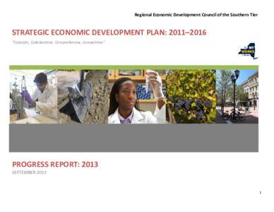 Regional Economic Development Council of the Southern Tier  STRATEGIC ECONOMIC DEVELOPMENT PLAN: 2011–2016 “Catalytic, Collaborative, Comprehensive, Competitive”  PROGRESS REPORT: 2013