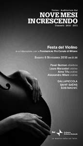 Festa del Violino in collaborazione con la Fondazione Pro Canale di Milano Sabato 6 Novembre 2010 ore[removed]Pavel Berman direttore Laura Marzadori violino