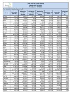 Child Care and Parent Services Expenditures by County First Quarter - SFY 2014 Fund Source: Child Care Development Fund  County