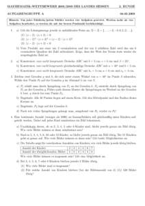 MATHEMATIK-WETTBEWERBDES LANDES HESSEN  2. RUNDE AUFGABENGRUPPE A