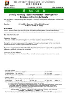 THE UNIVERSITY OF HONG KONG - ESTATES OFFICE  香港大學物業處 EO[removed]Our Ref. : EO/5/2/2