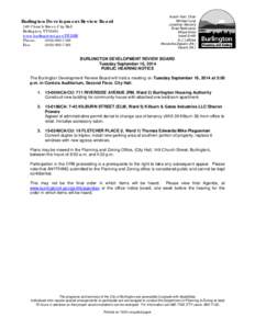 Burlington Development Review Board 149 Church Street, City Hall Burlington, VT[removed]www.burlingtonvt.gov/PZ/DRB Phone: ([removed]