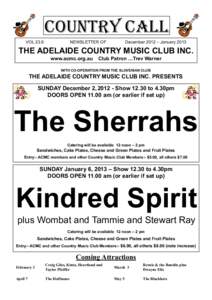 Adelaide Country Music Club Country Call - DecemberJanuary 2013 Issue - Vol 23.6