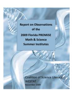 Report on Observations of the 2009 Florida PROMiSE Math & Science Summer Institutes