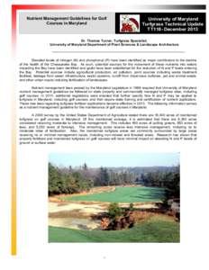 D  Nutrient Management Guidelines for Golf Courses in Maryland  University of Maryland