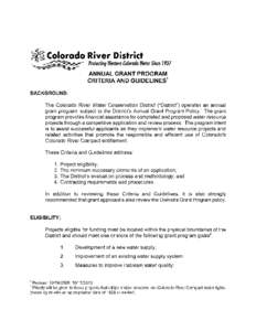 Colorado River District Protecting Western Colorado Water Since 1937 m  ANNUAL GRANT PROGRAM